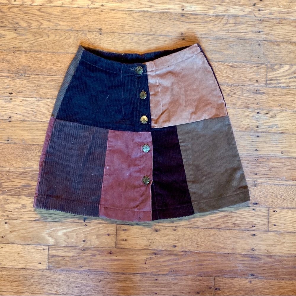 Vintage patchwork corduroy mini skirt
